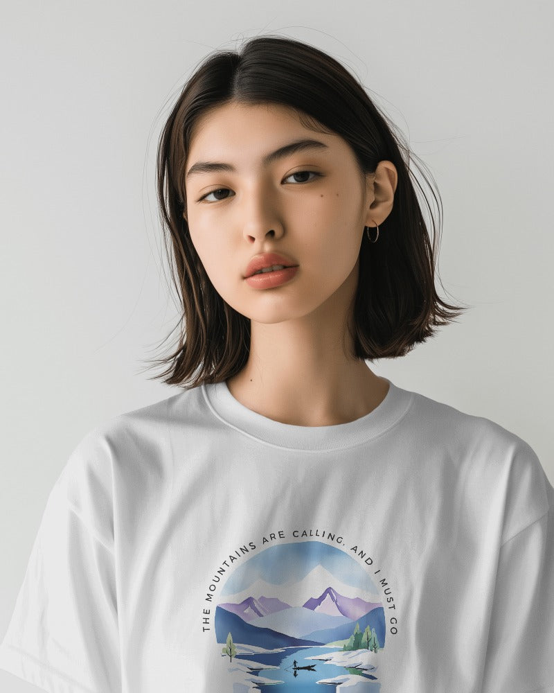 Mountain Calls - Unisex White Printed T-shirt