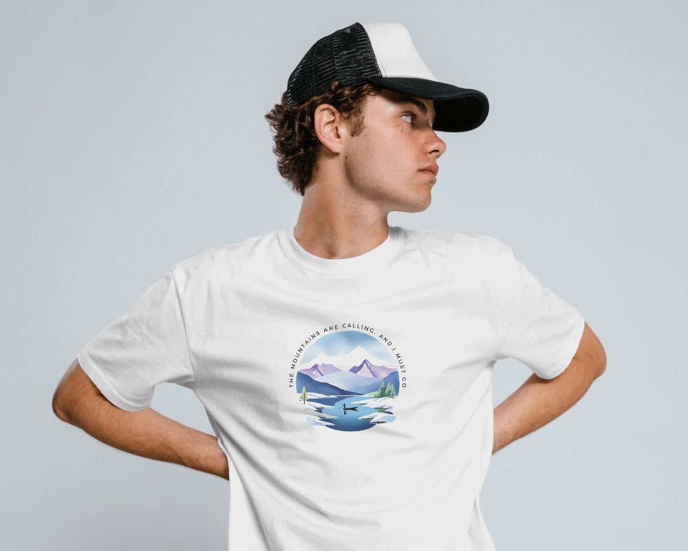 Mountain Calls - Unisex White Printed T-shirt