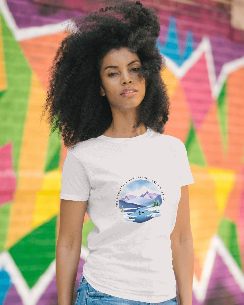 Mountain Calls - Women's White Printed T-shirt