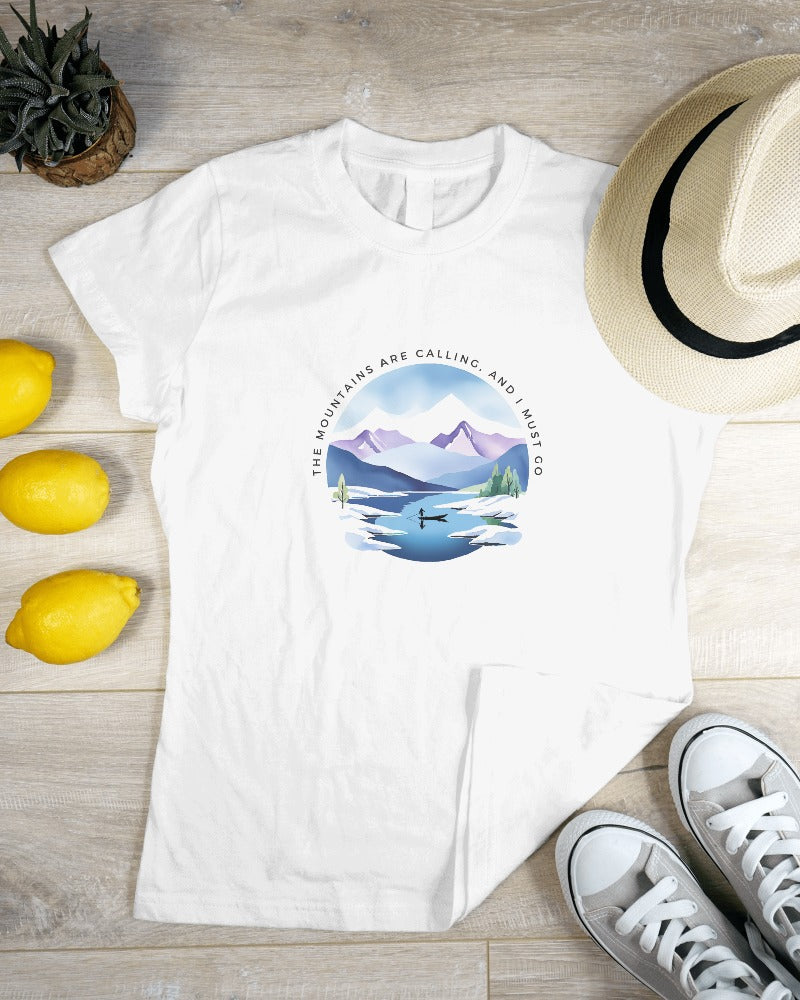 Mountain Calls - Women's White Printed T-shirt