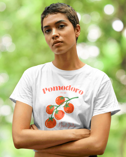 Pomodoro - Women's White Printed Crop Top