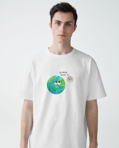 My Whole World - Unisex White Printed T-shirt