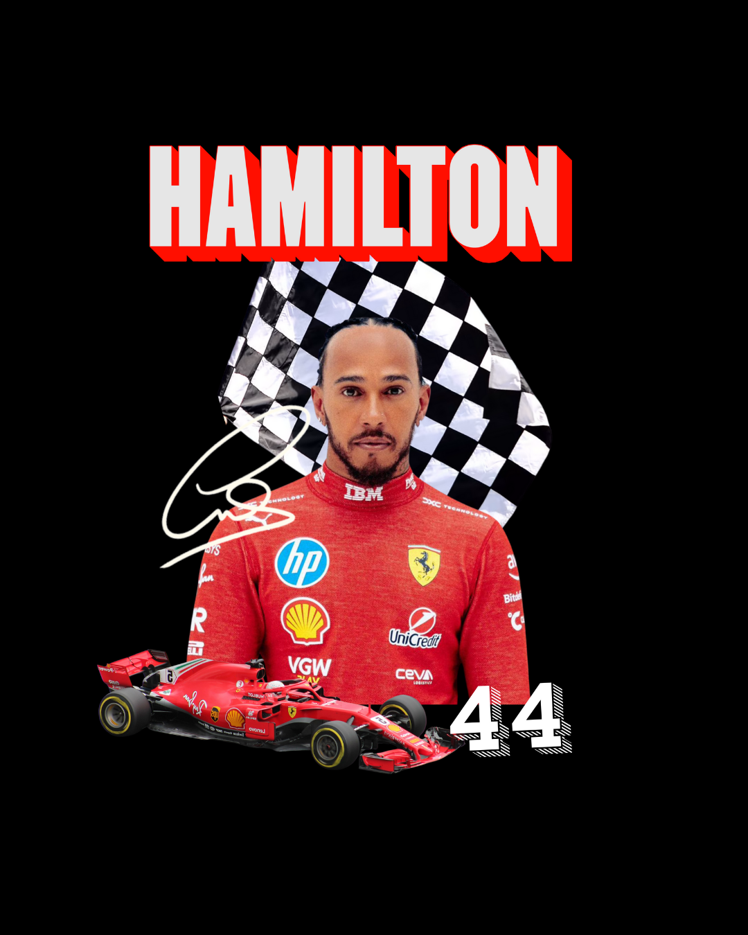 Hamilton Collage - Unisex Black Printed T-shirt