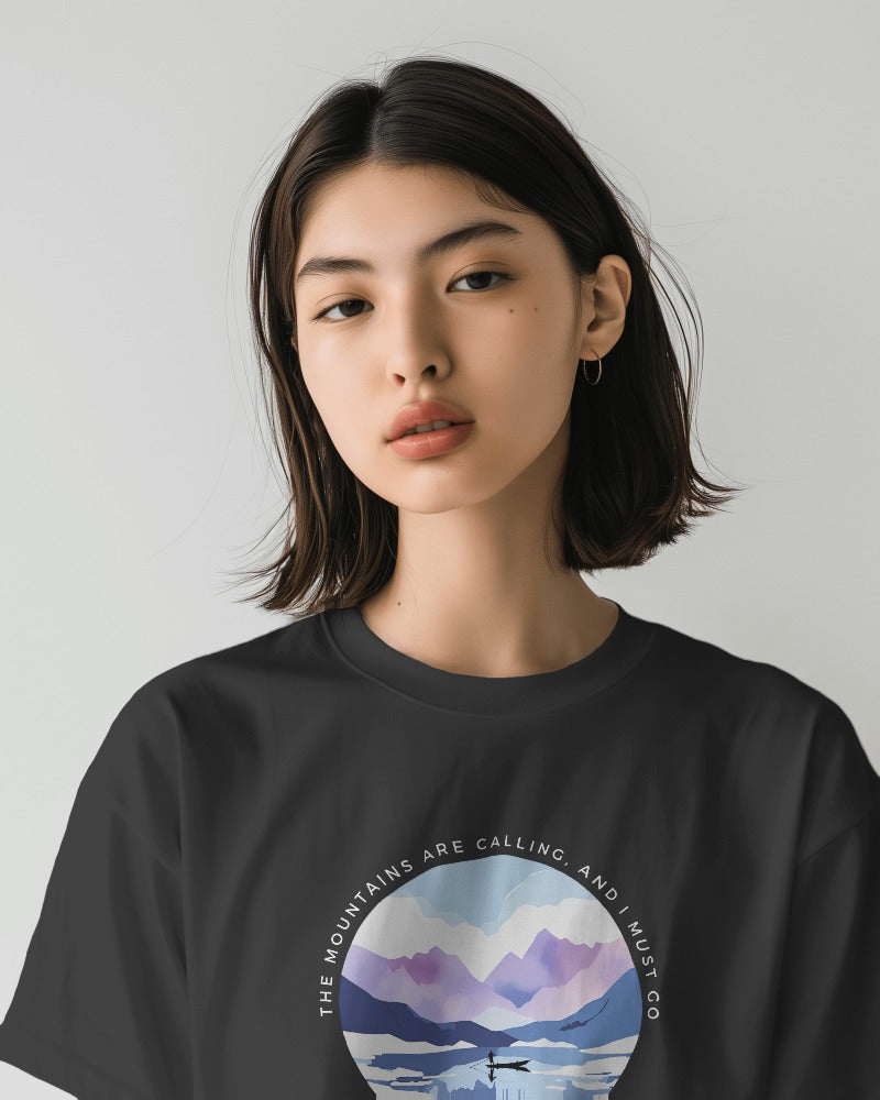 Mountain Calls - Unisex Black Printed T-shirt
