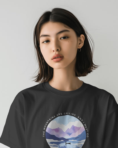 Mountain Calls - Unisex Black Printed T-shirt