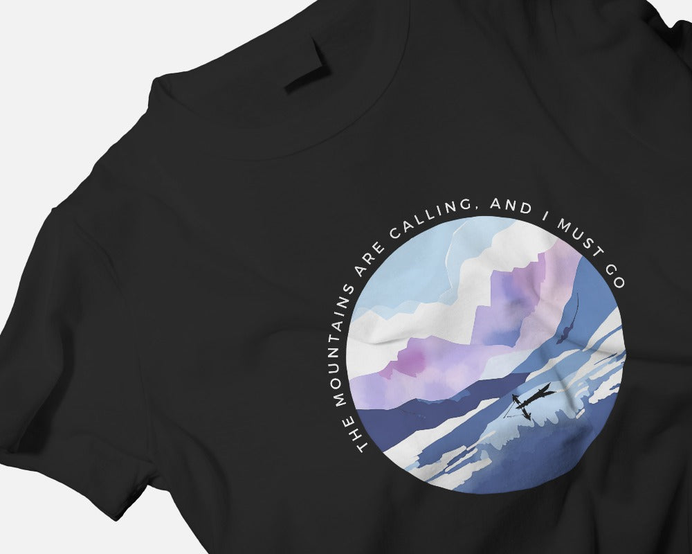 Mountain Calls - Women's Black Printed T-shirt