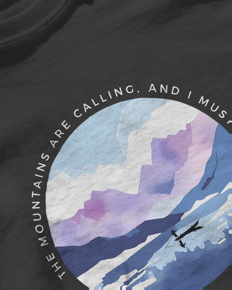 Mountain Calls - Unisex Black Printed T-shirt