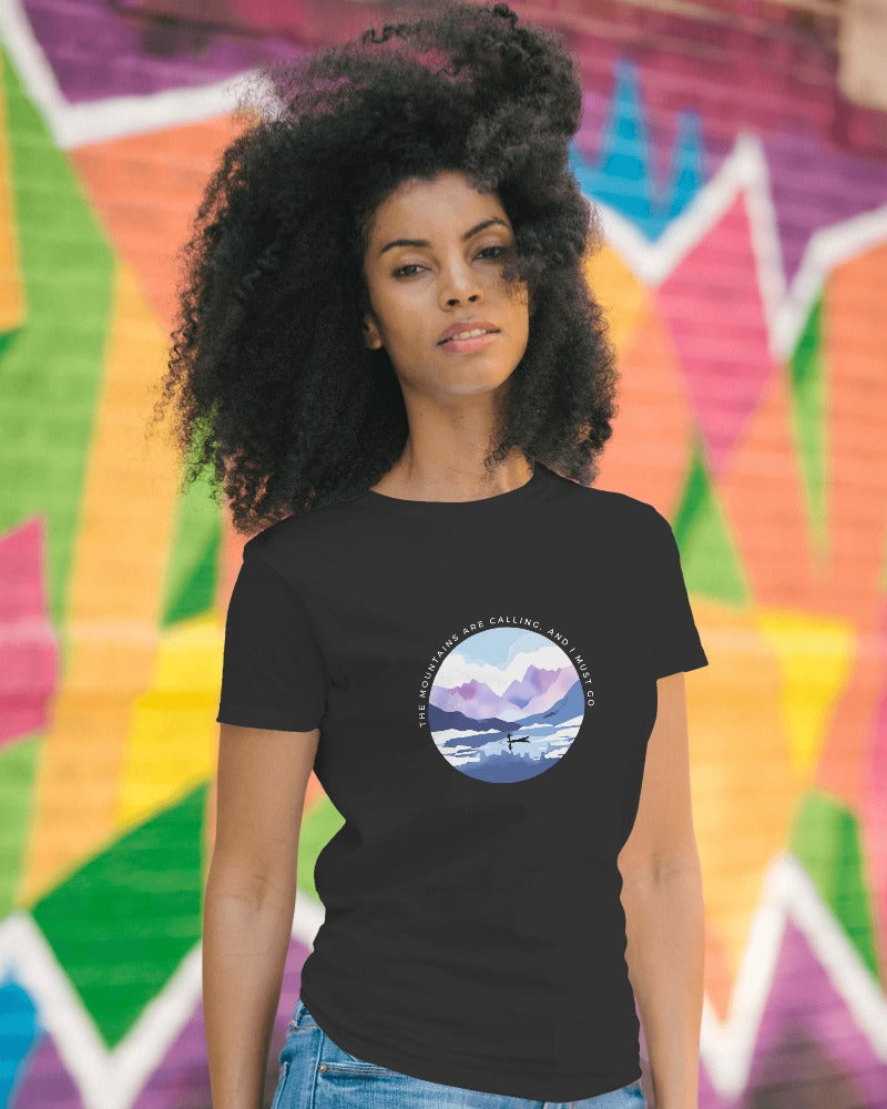 Mountain Calls - Women's Black Printed T-shirt
