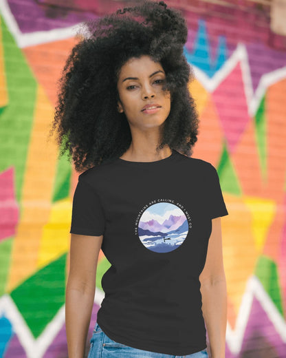 Mountain Calls - Women's Black Printed T-shirt