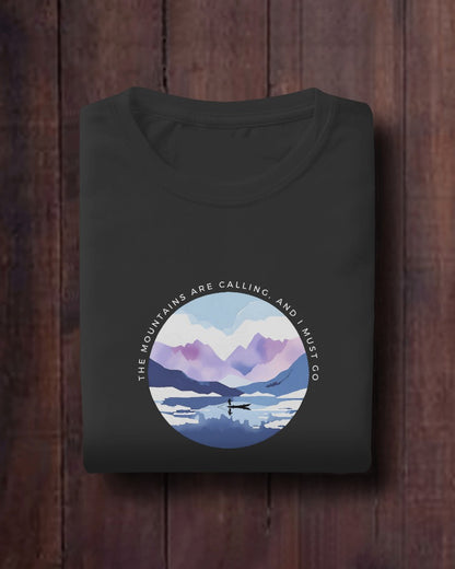 Mountain Calls - Unisex Black Printed T-shirt