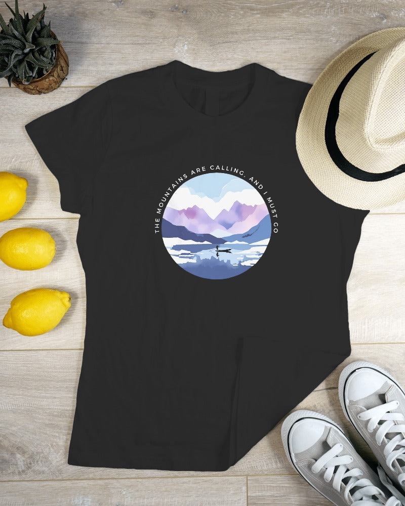 Mountain Calls - Women's Black Printed T-shirt