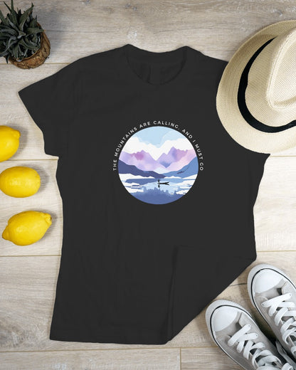 Mountain Calls - Women's Black Printed T-shirt