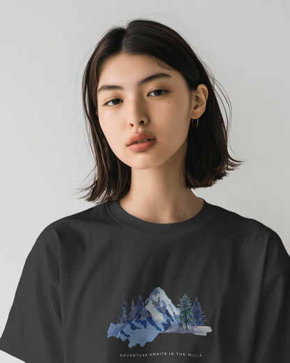 Mountain Adventure - Unisex Black Printed T-shirt
