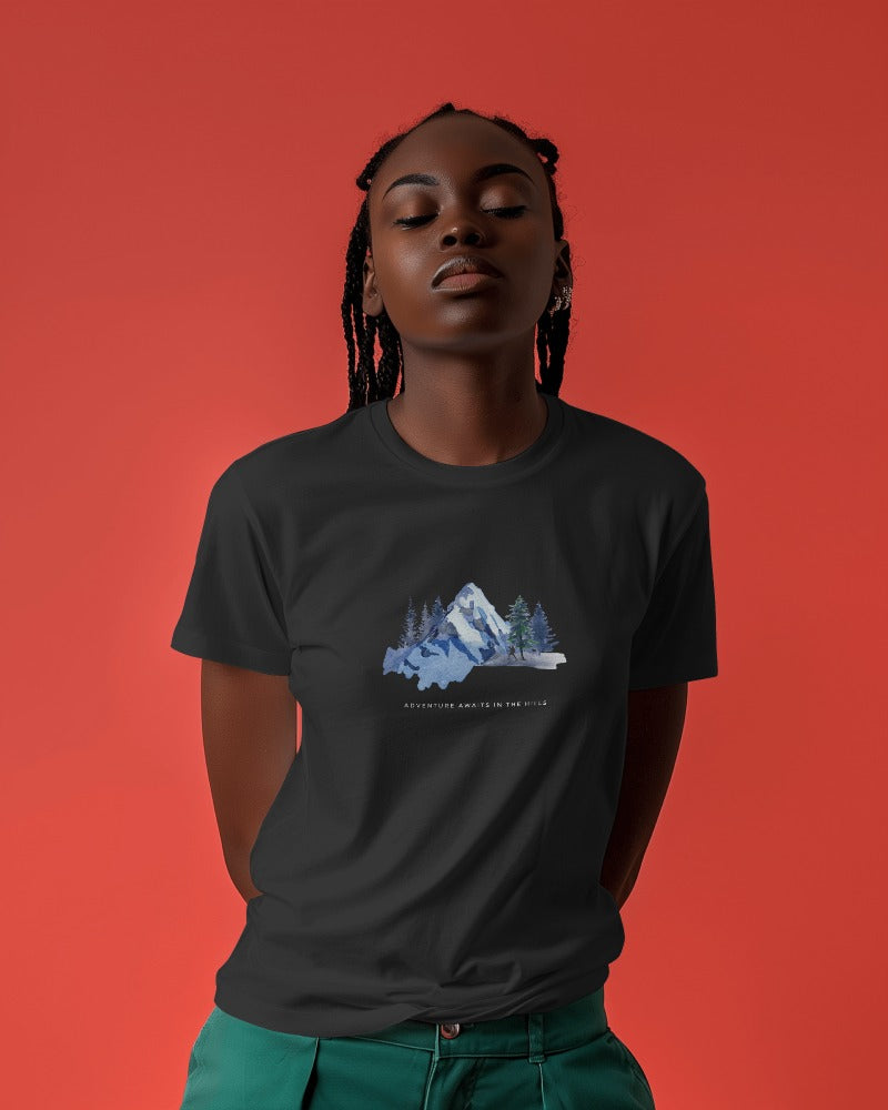 Mountain Adventure - Women's Black Printed T-shirt