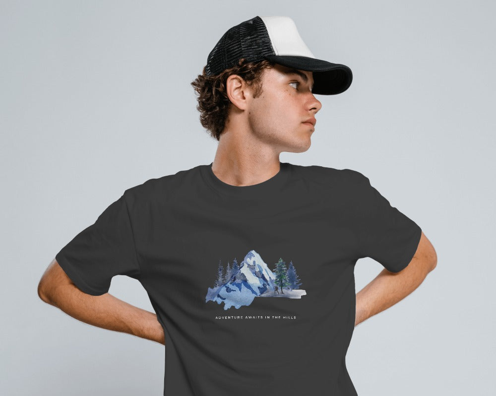 Mountain Adventure - Unisex Black Printed T-shirt