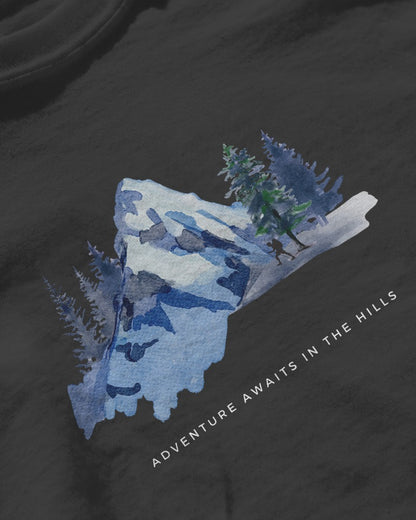 Mountain Adventure - Unisex Black Printed T-shirt