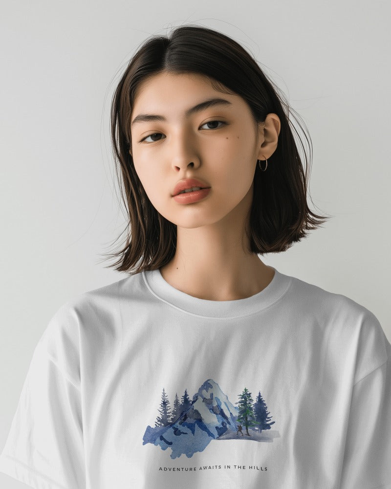 Mountain Adventure - Unisex White Printed T-shirt