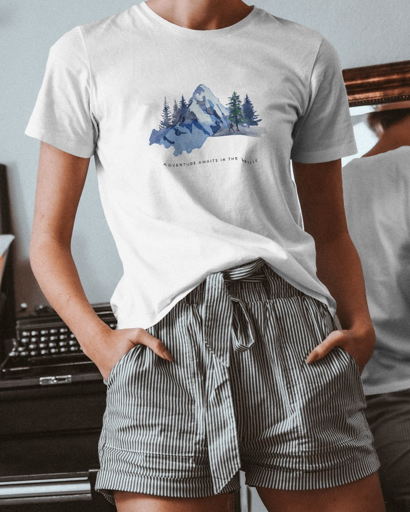 Mountain Adventure - Women's White Printed T-shirt