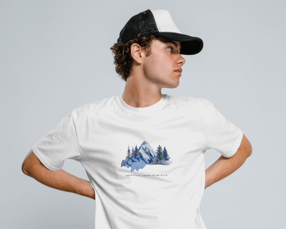 Mountain Adventure - Unisex White Printed T-shirt