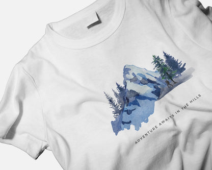 Mountain Adventure - Women's White Printed T-shirt