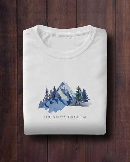 Mountain Adventure - Unisex White Printed T-shirt
