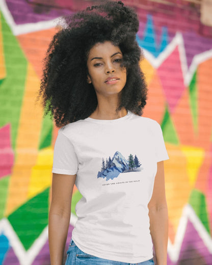 Mountain Adventure - Women's White Printed T-shirt