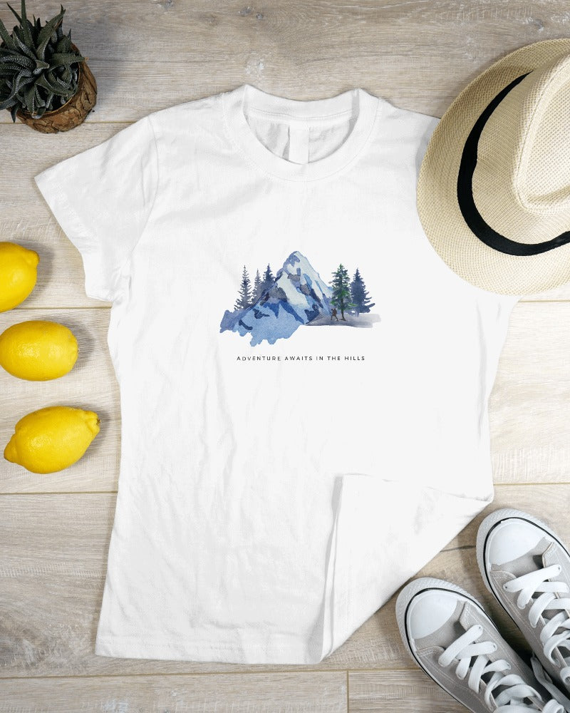 Mountain Adventure - Women's White Printed T-shirt