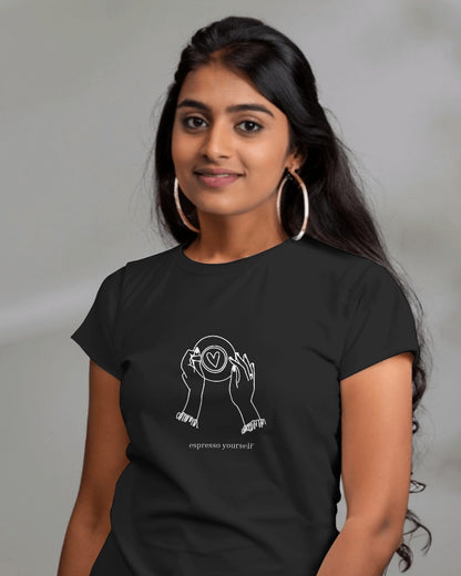 Espresso yourself - Women's Black Printed T-shirt