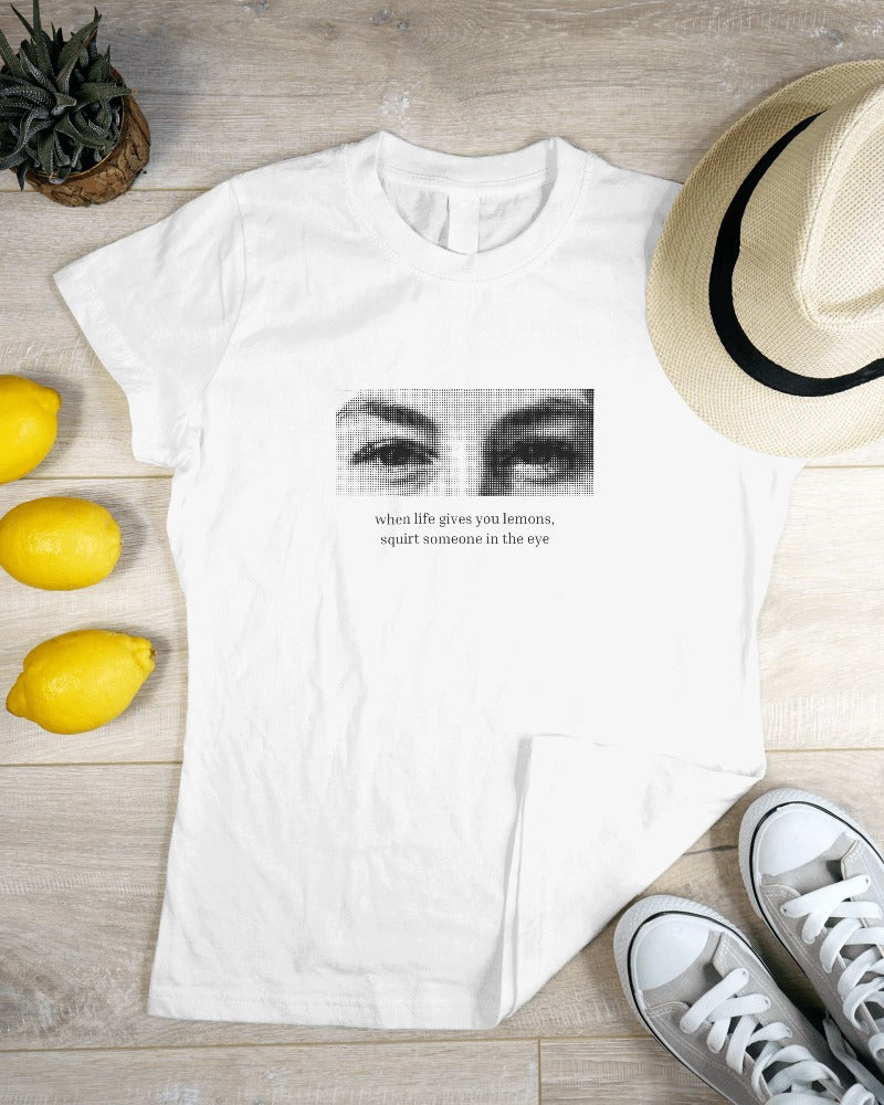 Lemon Eyes - Women's White Printed T-shirt