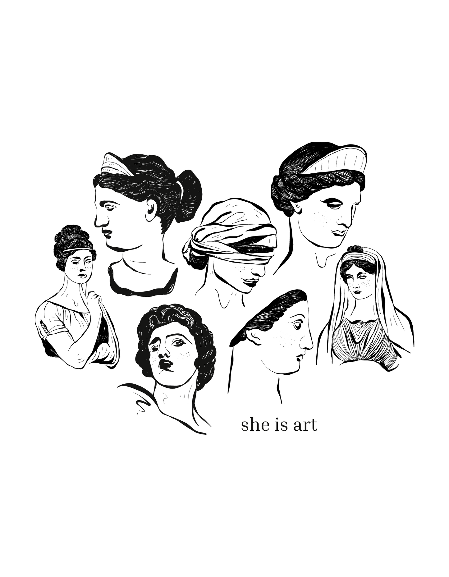 She is Art - Women's White Printed T-shirt