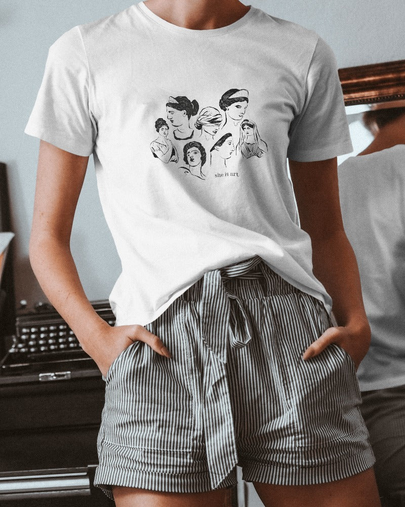 She is Art - Women's White Printed T-shirt