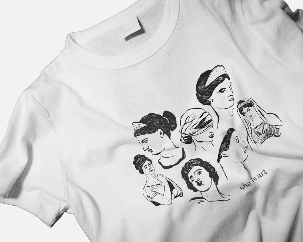 She is Art - Women's White Printed T-shirt
