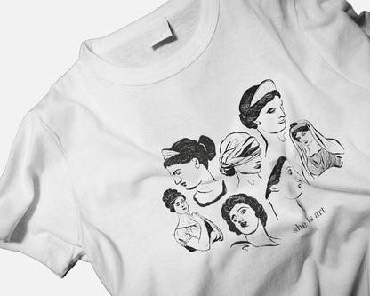 She is Art - Women's White Printed T-shirt