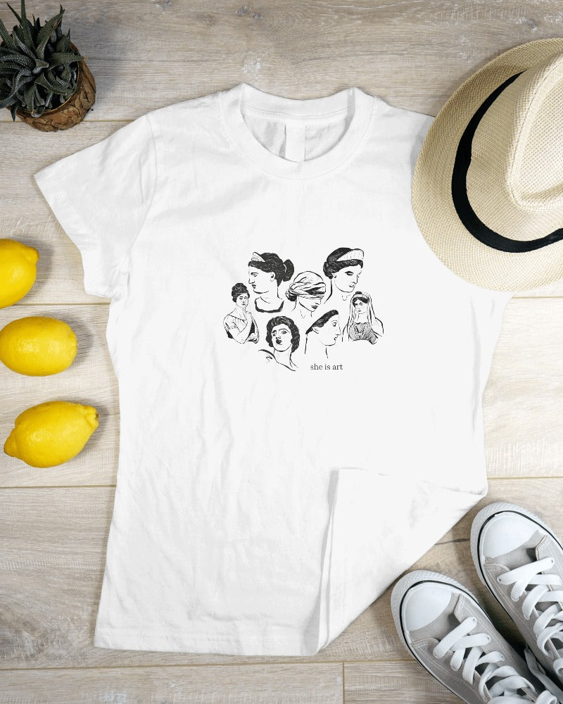She is Art - Women's White Printed T-shirt