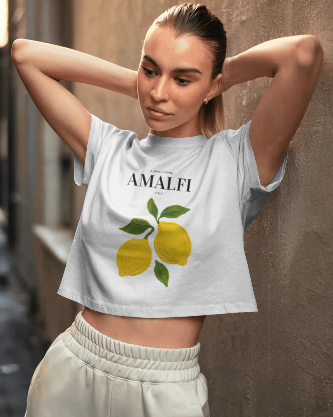 Amalfi - Women's White Printed Crop Top