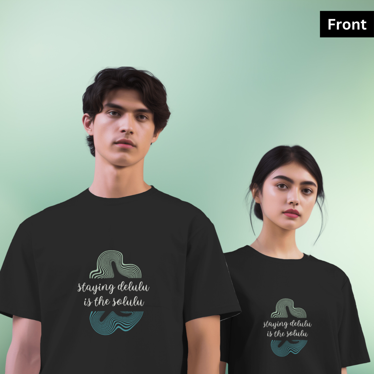 Delulu - Unisex Black Printed T-shirt