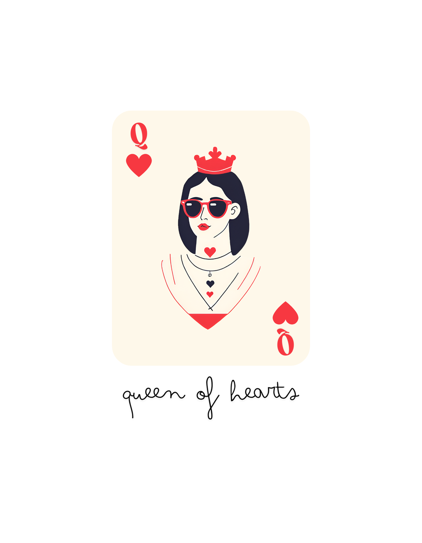 Queen of Hearts - Unisex White Printed T-shirt