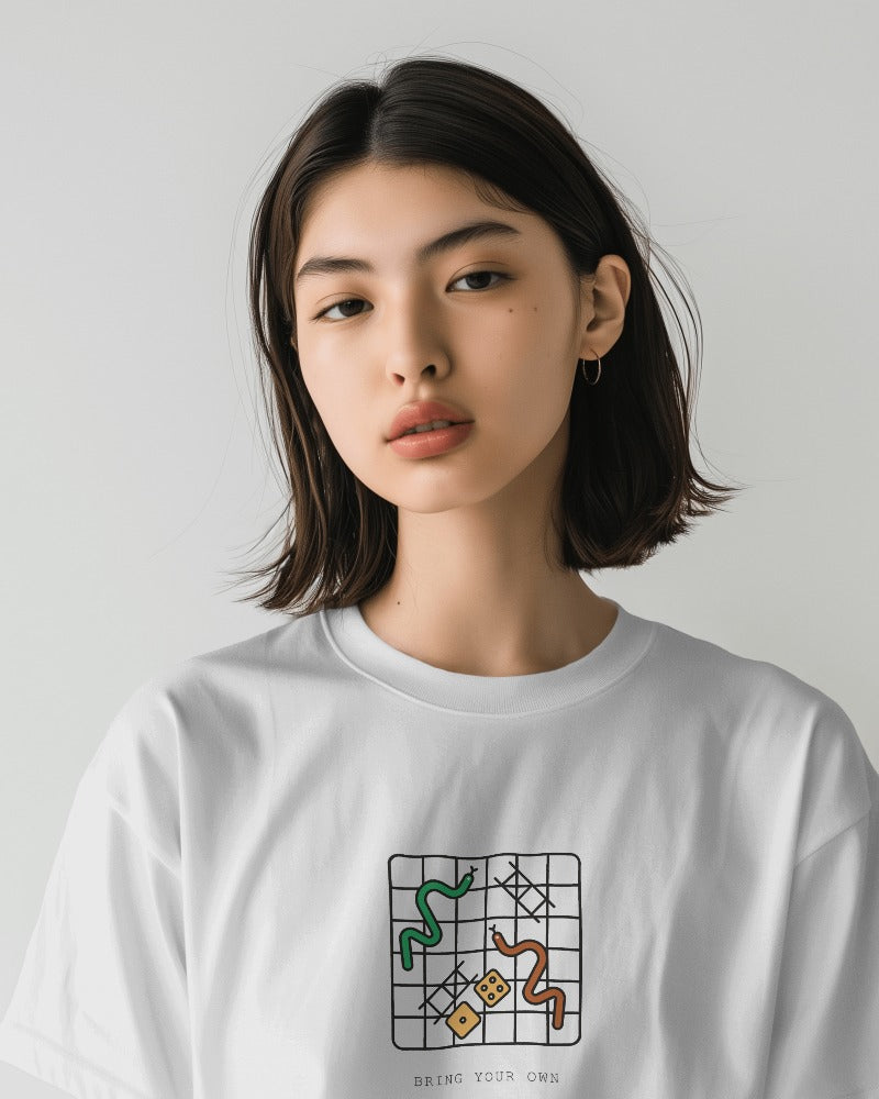 Snakes & Ladders - Unisex White Printed T-shirt