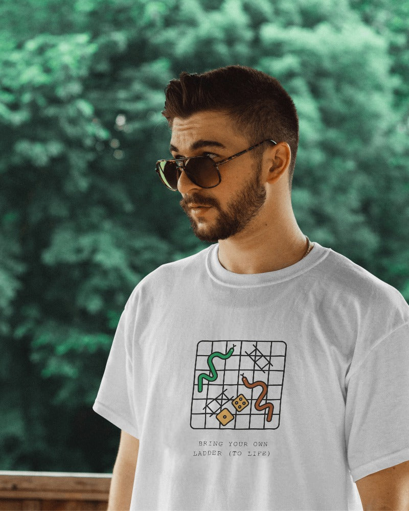 Snakes & Ladders - Unisex White Printed T-shirt