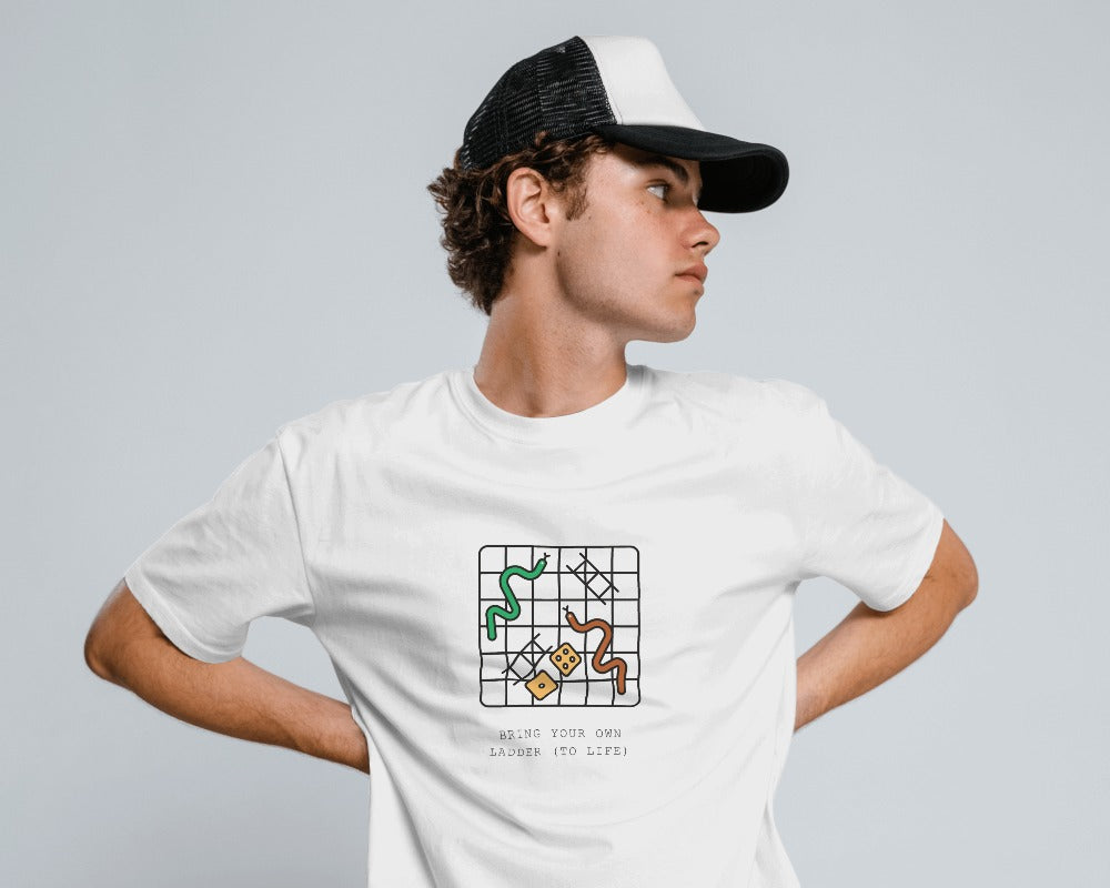 Snakes & Ladders - Unisex White Printed T-shirt
