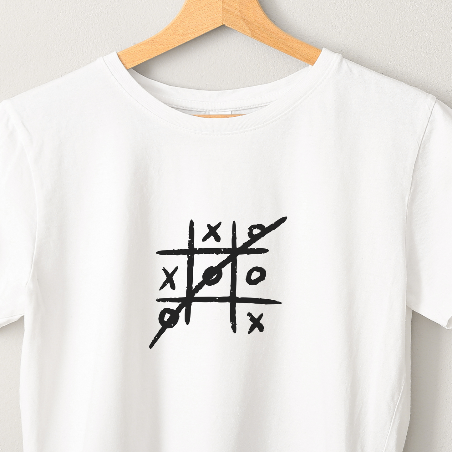 Tic Tac Toe - Unisex White Printed T-shirt