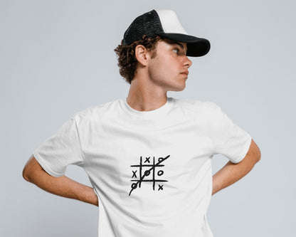Tic Tac Toe - Unisex White Printed T-shirt