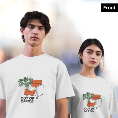 Out of Office - Unisex White Printed T-shirt