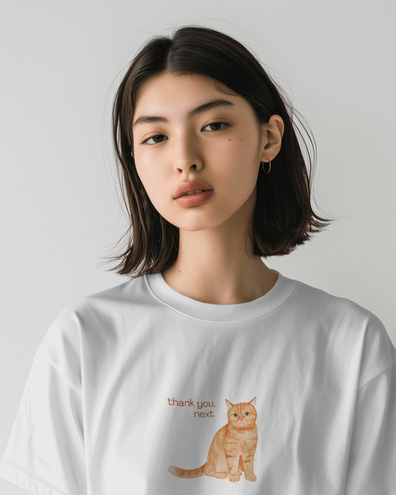 Judgemental Cat - Unisex White Printed T-shirt