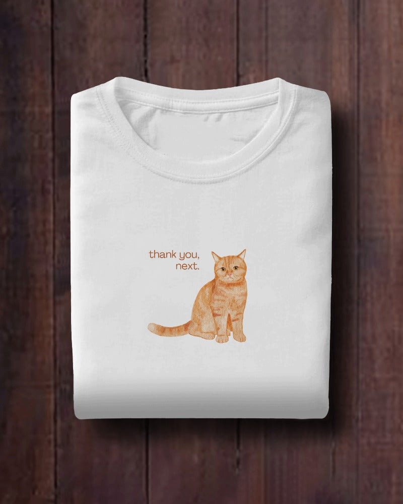 Judgemental Cat - Unisex White Printed T-shirt