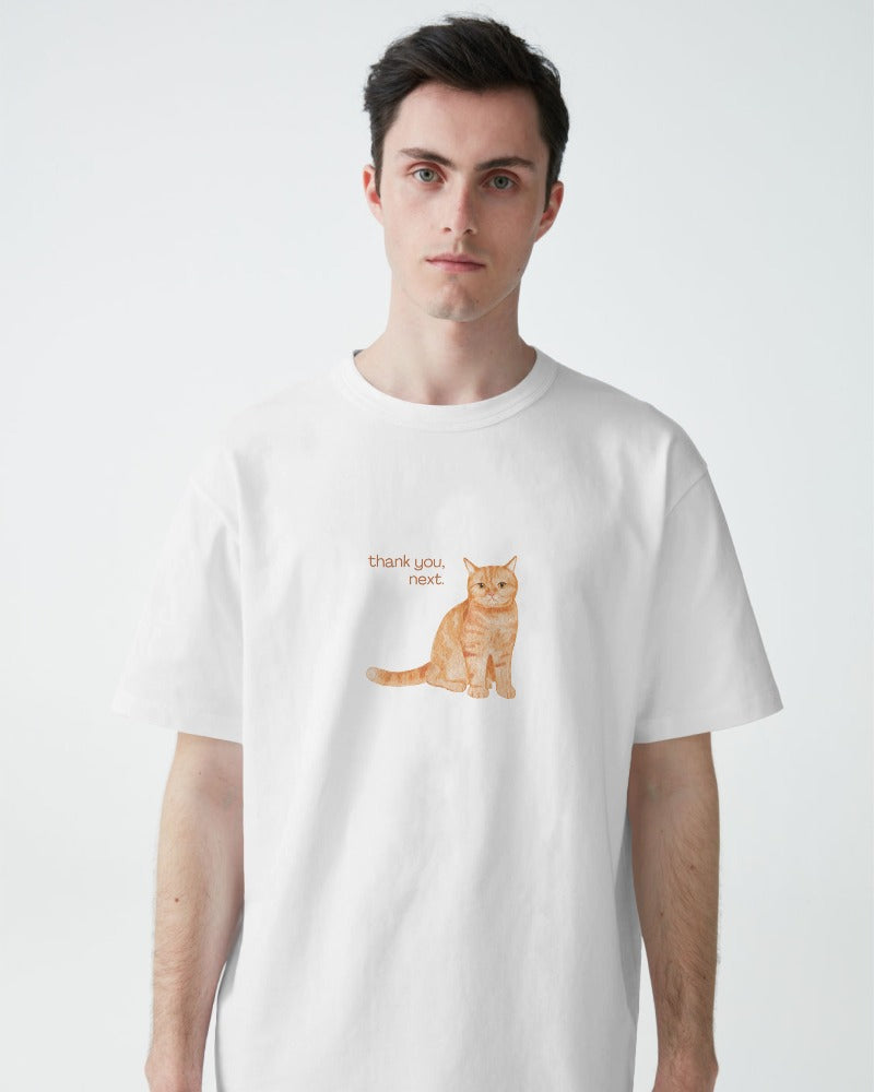 Judgemental Cat - Unisex White Printed T-shirt
