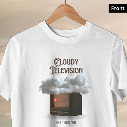 Cloudy Television - Unisex White Printed T-shirt