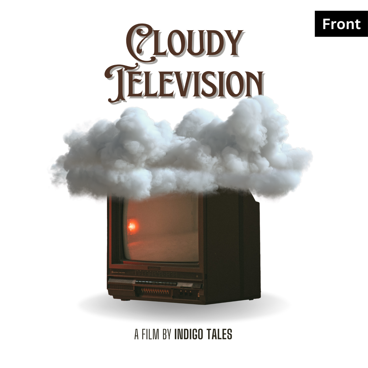 Cloudy Television - Unisex White Printed T-shirt
