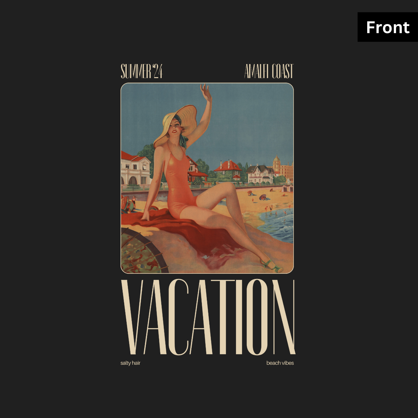 Vacation III - Unisex Black Printed T-shirt