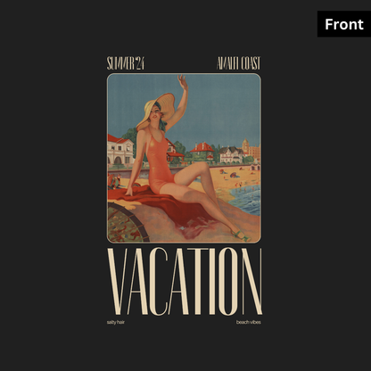 Vacation III - Unisex Black Printed T-shirt